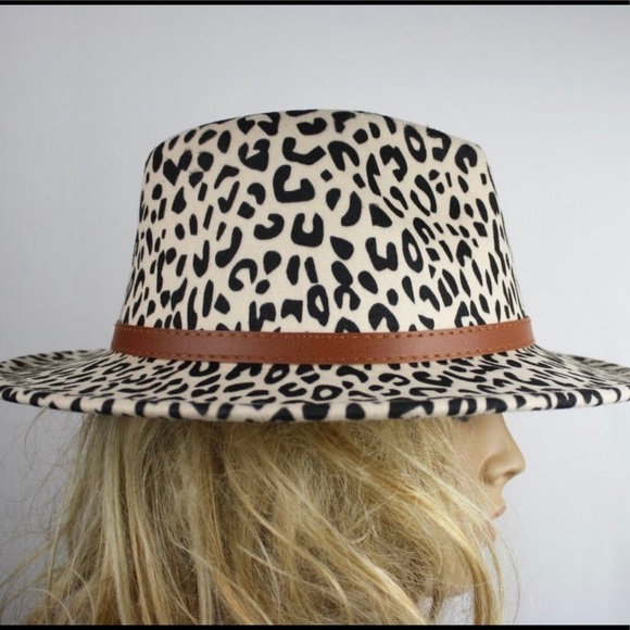 New! Sale 🔥 Ivory Leopard Felt Wool Belted Panama Hat - Picture 4 of 11